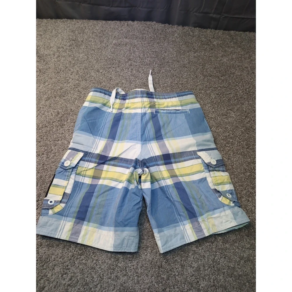 Abercrombie Fitch Kids‎ Plaid Cargo Swim Trunks Shorts Blue Yellow White Size M